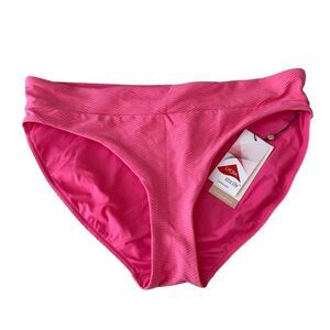 CALIA Women's High leg wide banded Swim Bottoms pink heat waves size L NWT